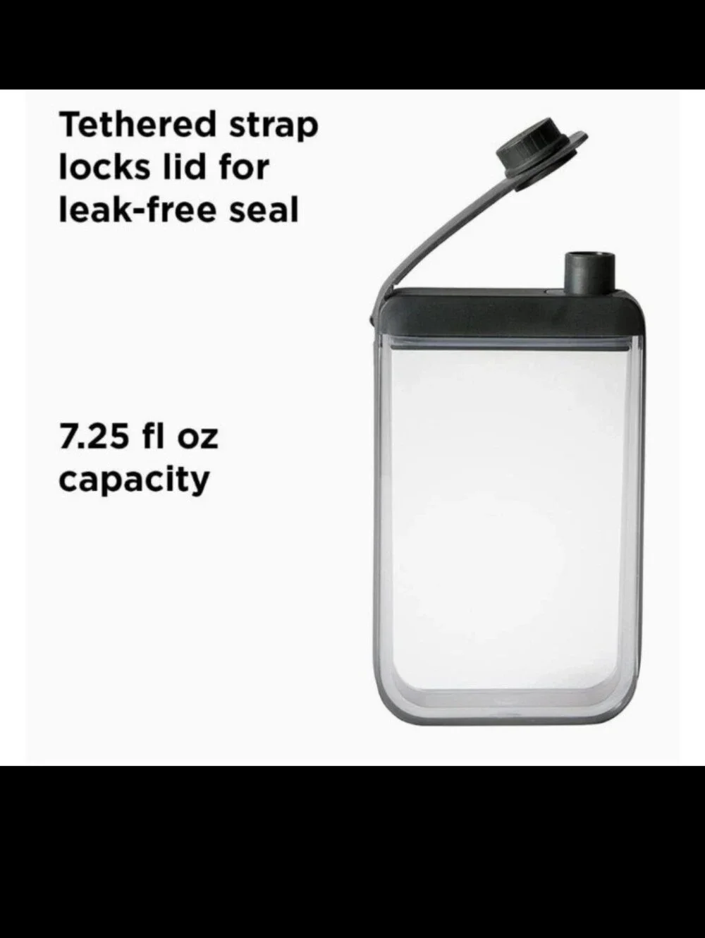 Houdini Clear Flask by Rabbit Black Flask 7.25 oz Flask Clear Black New